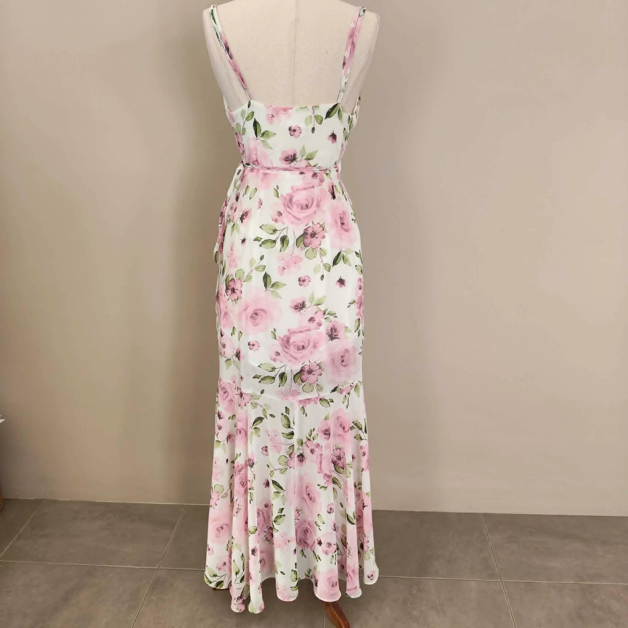 White Floral Wrap Dress - White Closet