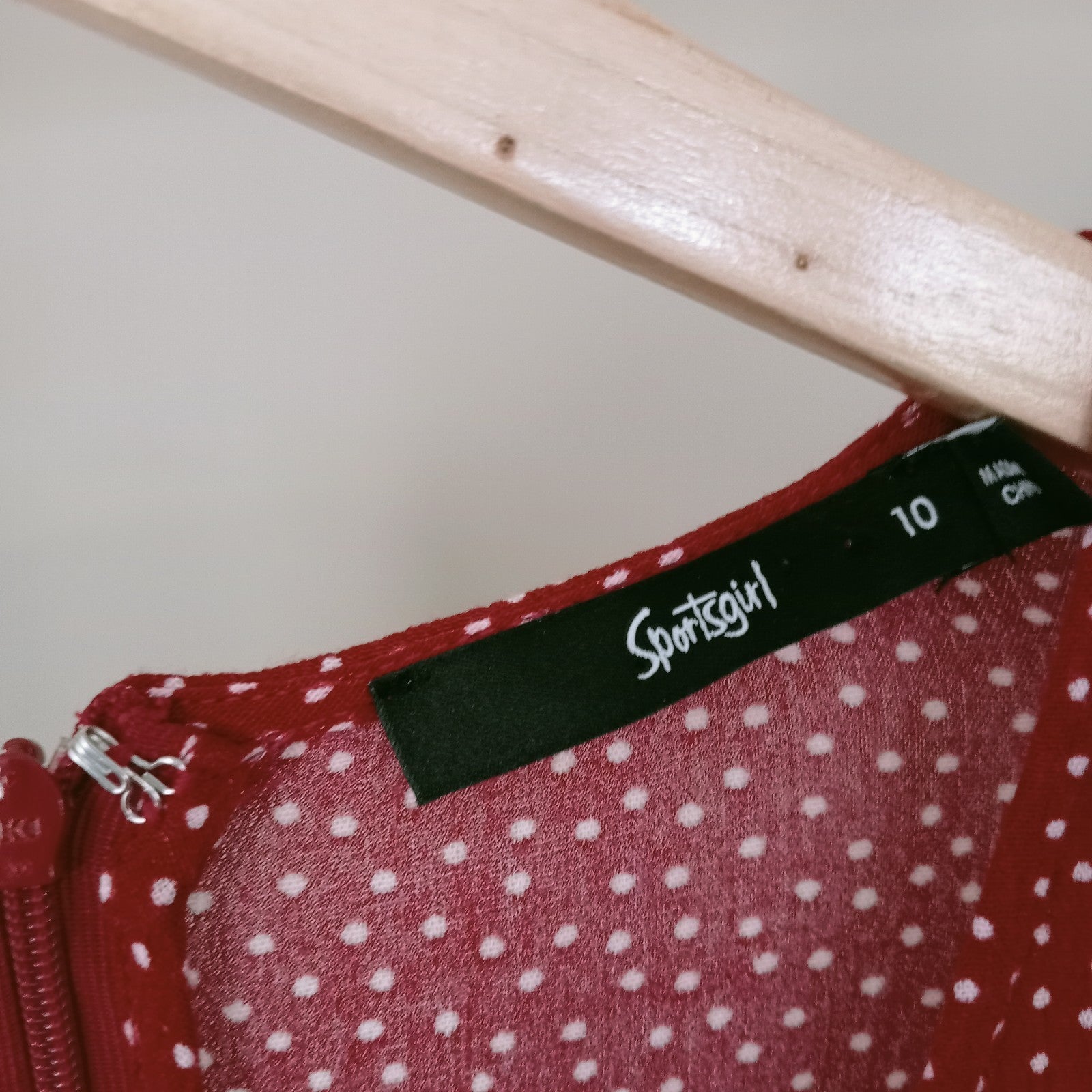 Burgundy Polka Dot Dress - Sportsgirl