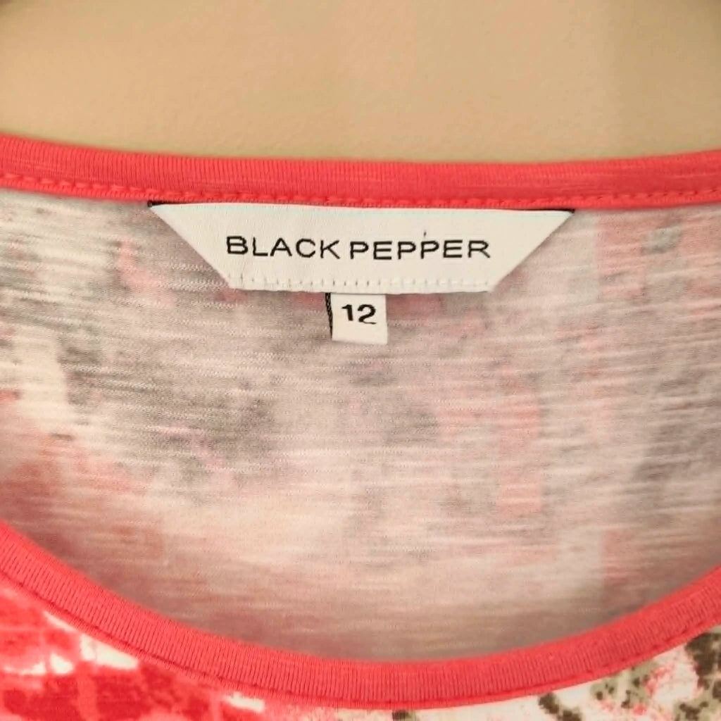 Deep Pink Pattern Top - Black Pepper