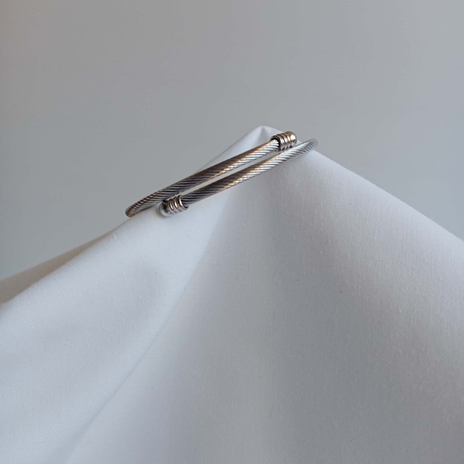 Stainless Steel, Silver Plated Heart Cuff