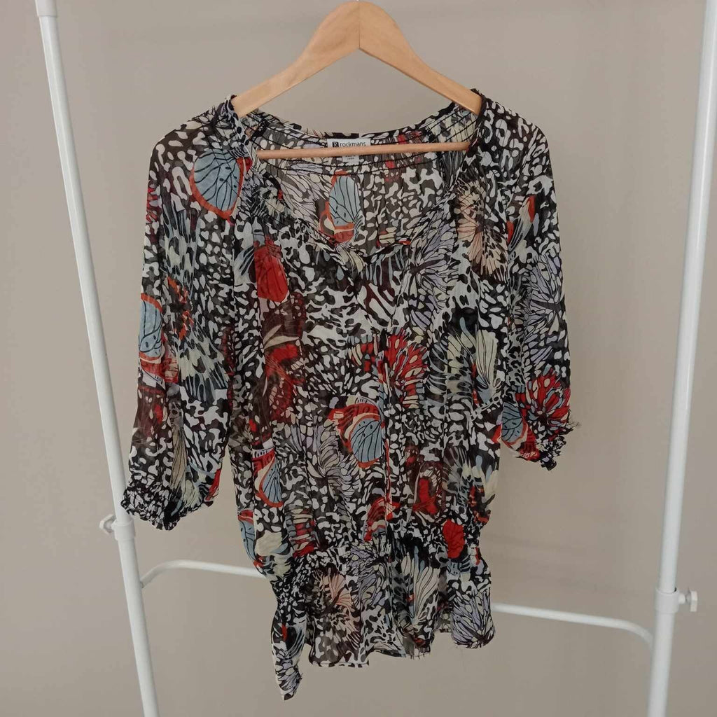 Black Floral Sheer Top - Rockmams