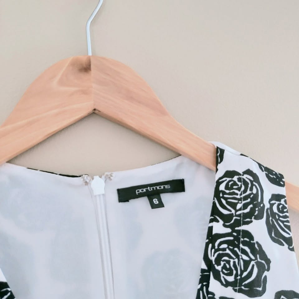 Black & White Floral Peplum Top - Portmans