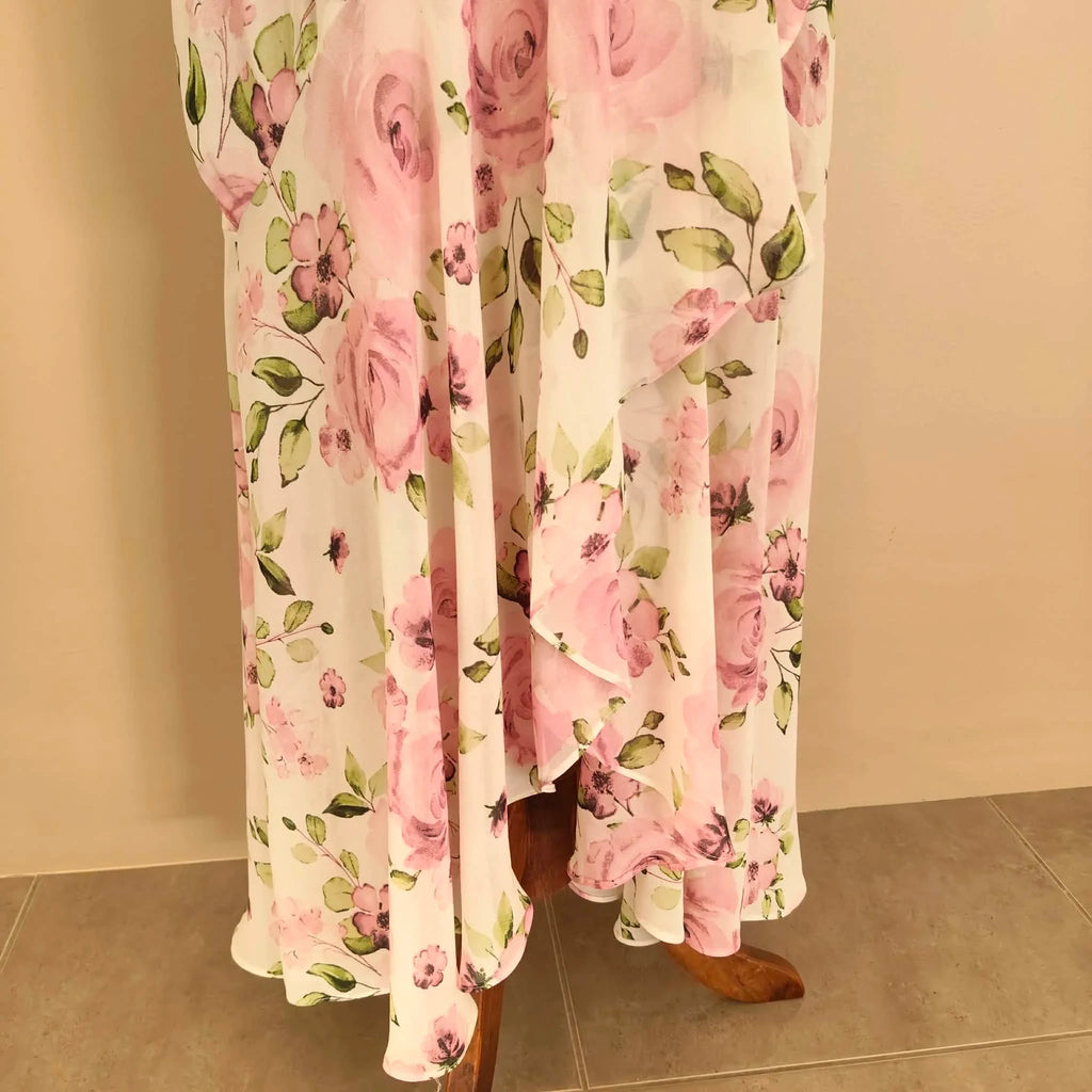 White Floral Wrap Dress - White Closet