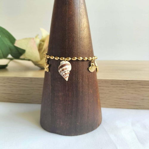 18k Gold Plated Shell & Starfish Bracelet