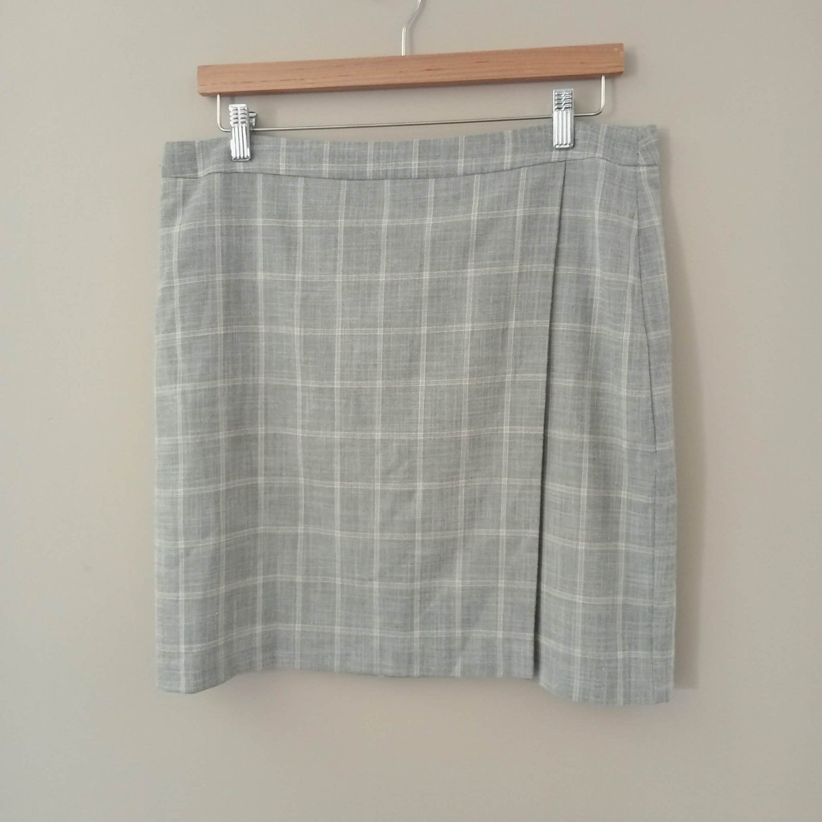 Check Mock Wrap Skirt -  Basque