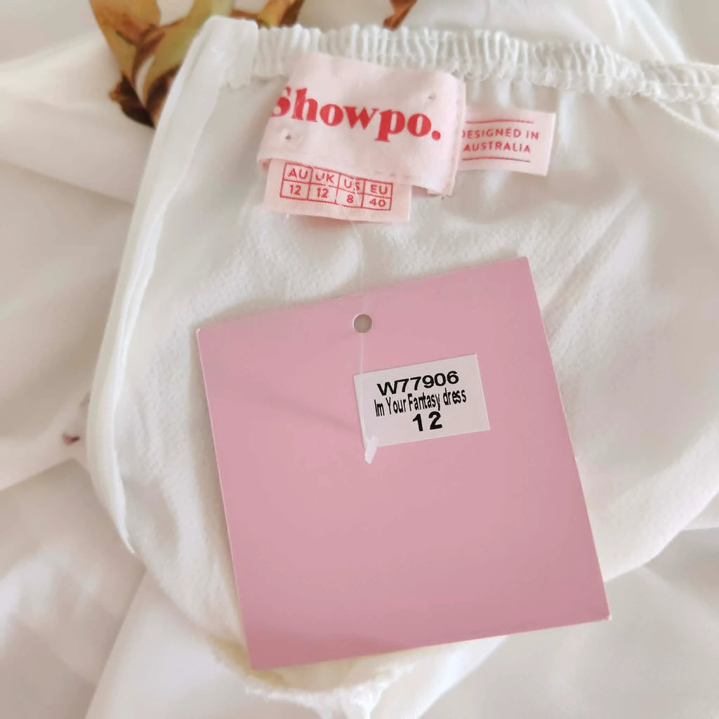 White Floral Strapless midi dress - Showpo