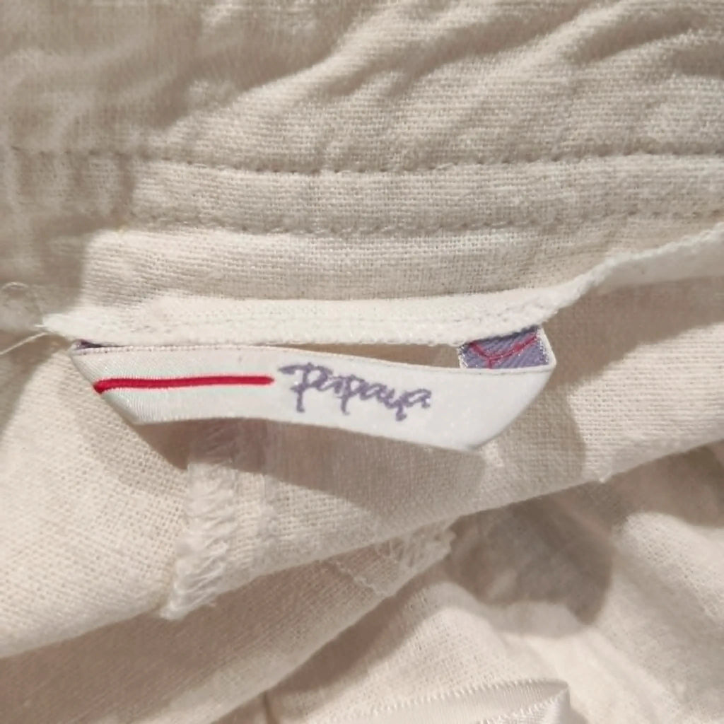 3/4 White Linen Pants - Papaya