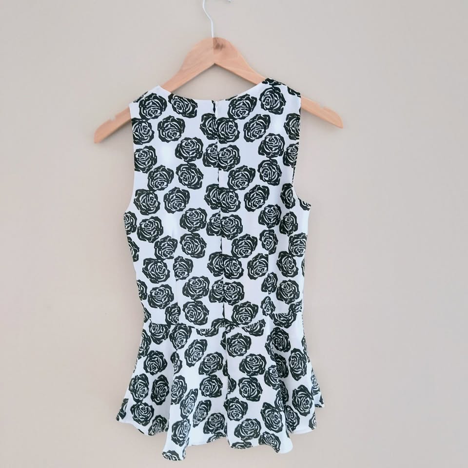 Black & White Floral Peplum Top - Portmans