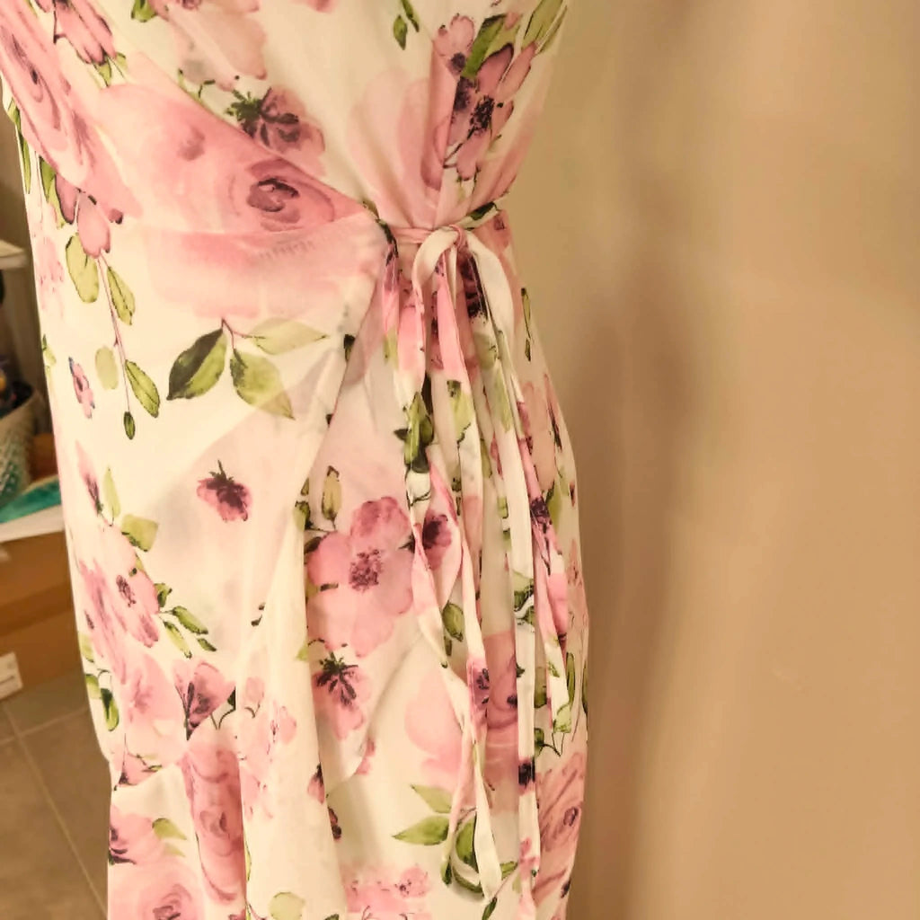 White Floral Wrap Dress - White Closet