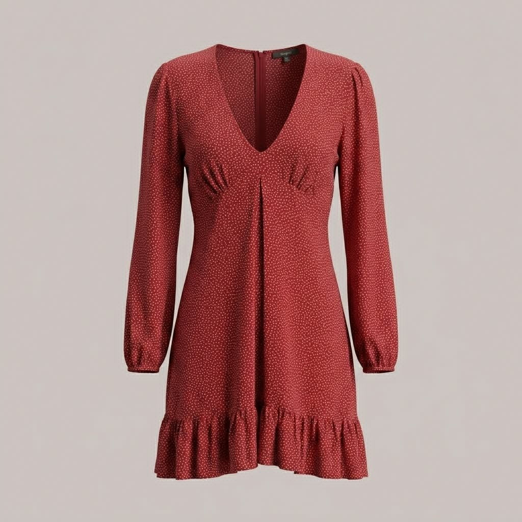 Burgundy Polka Dot Dress - Sportsgirl