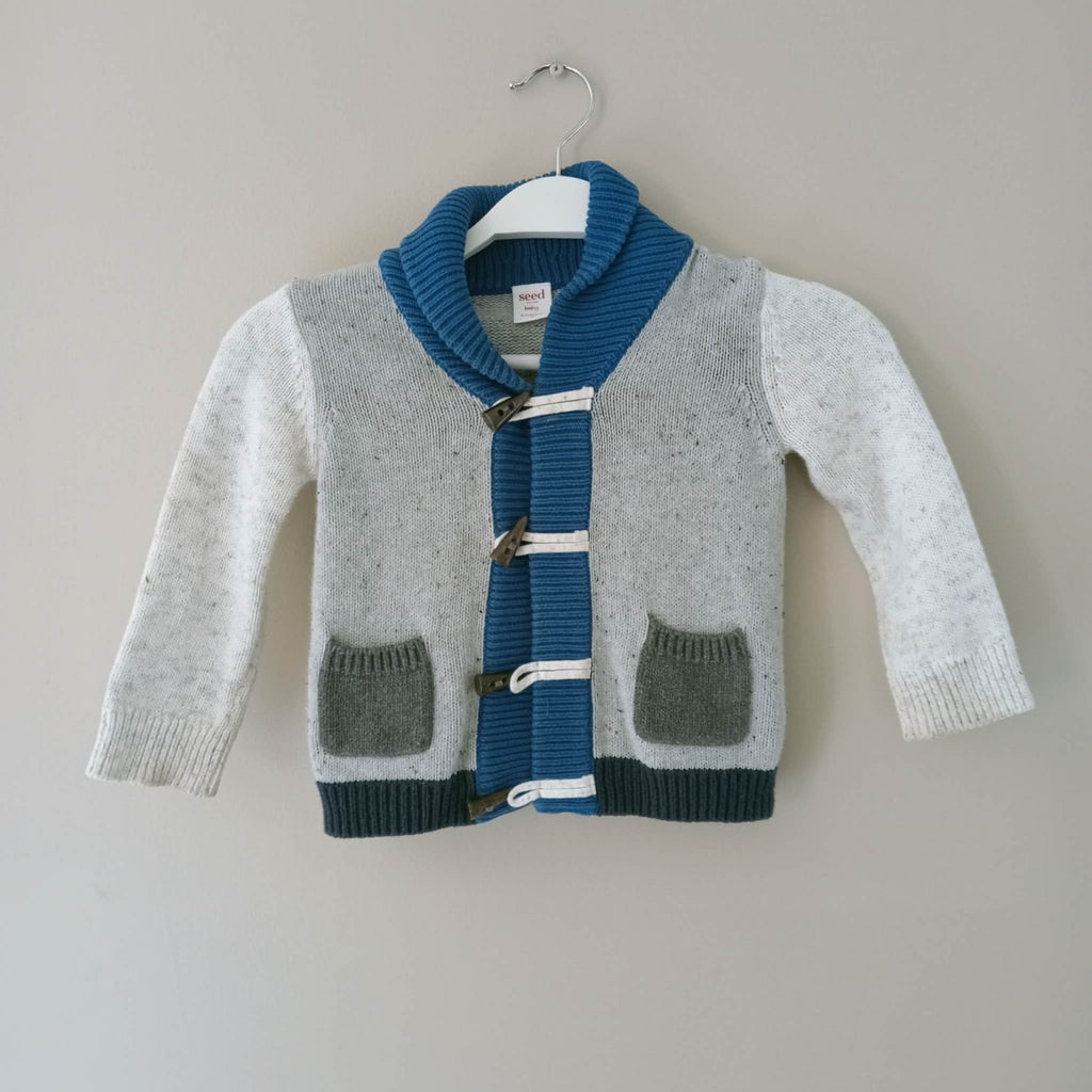 Baby Blue & Grey Cardigan 18-24 months - Seed Heritage