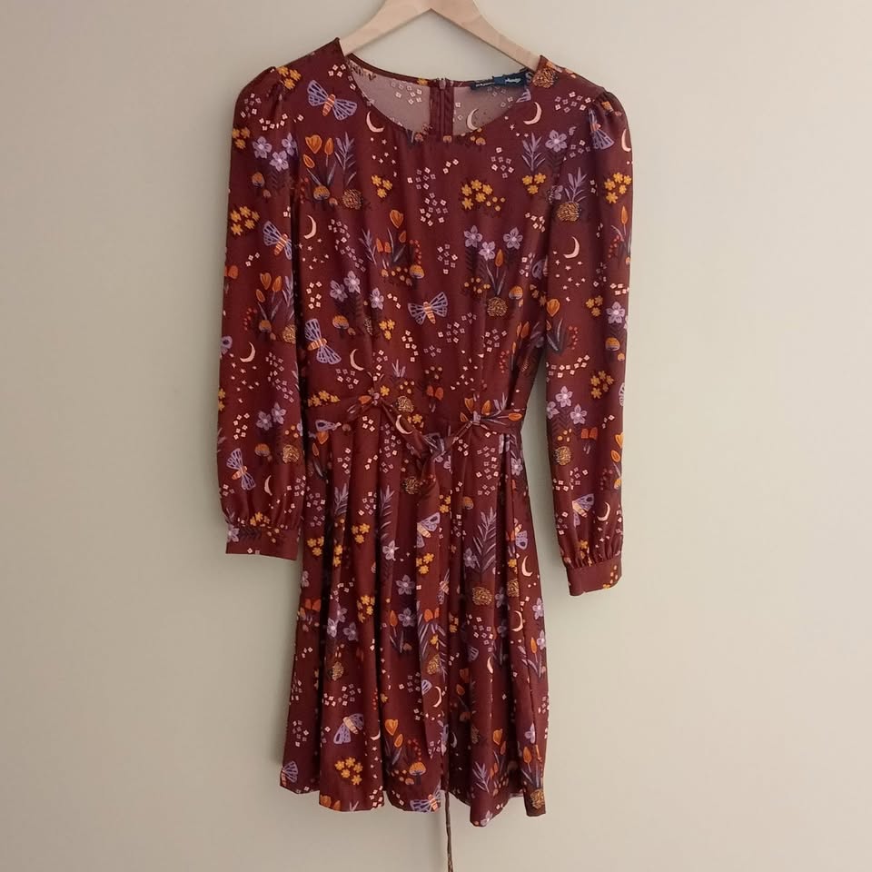 burgundy floral & butterfly dress, princess highway, size 6, new with tags