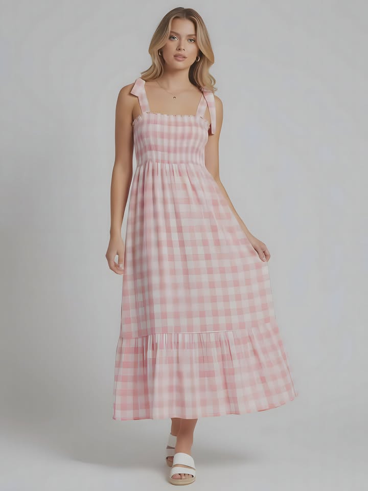 Pink Gingham Midi Dress - Eighth Letter