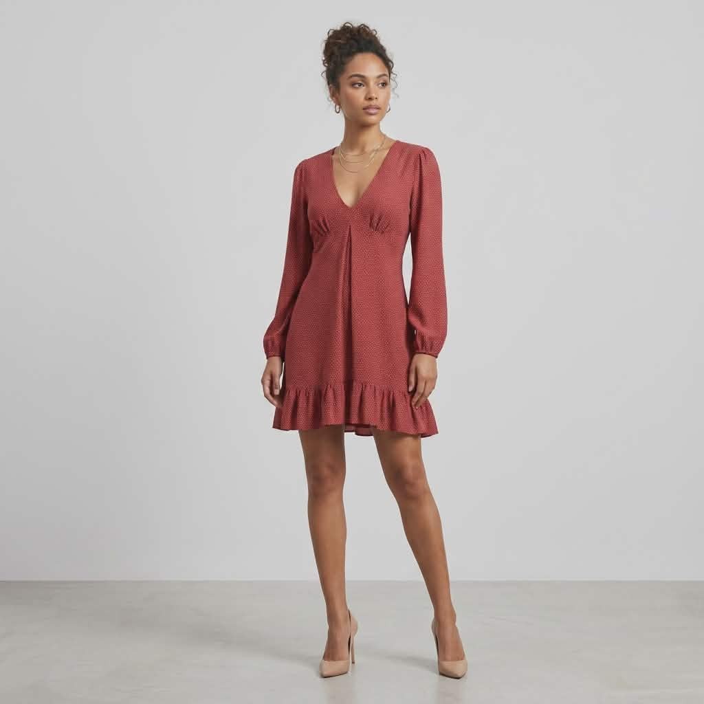 Burgundy Polka Dot Dress - Sportsgirl