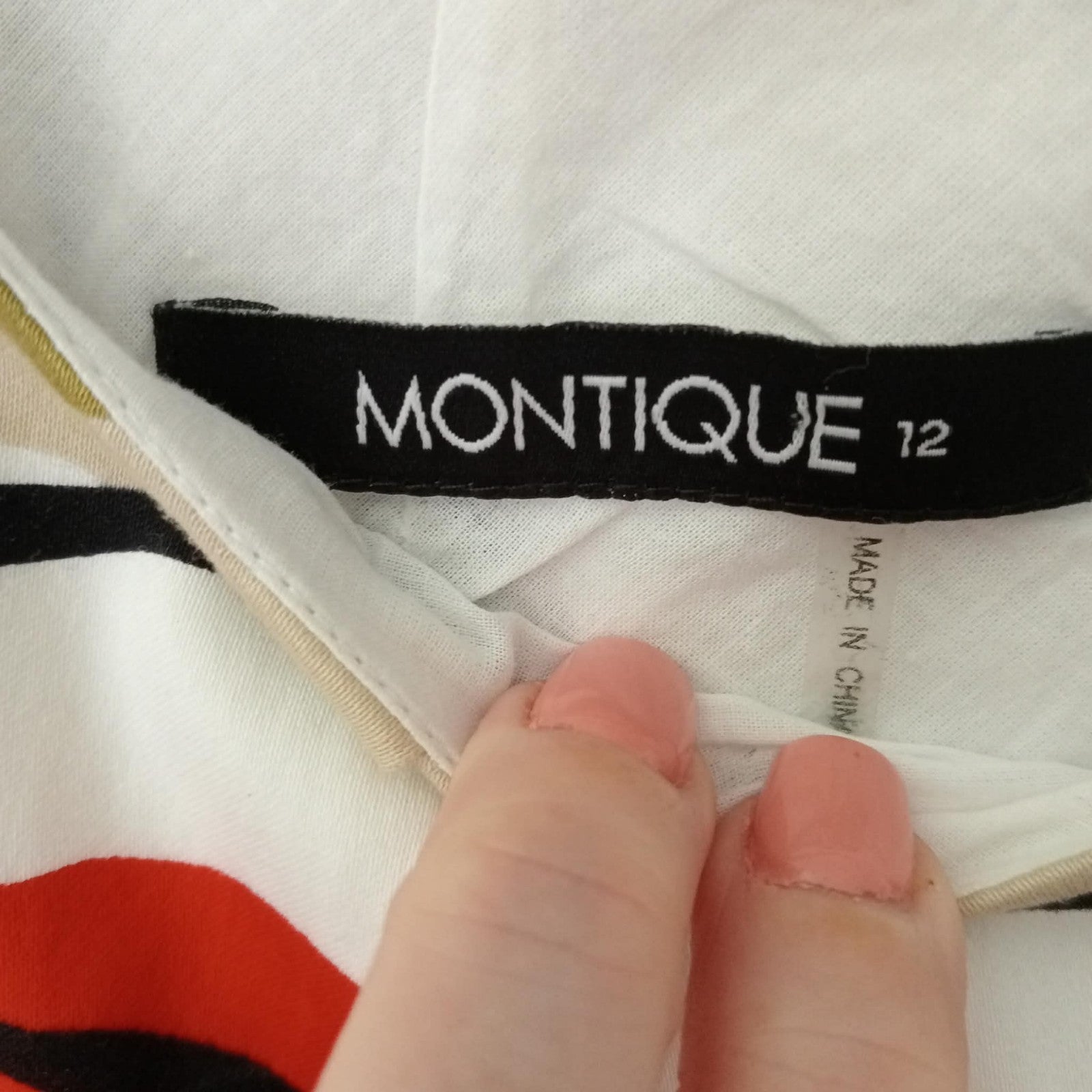 Red/Green Pattern Dress - Montique