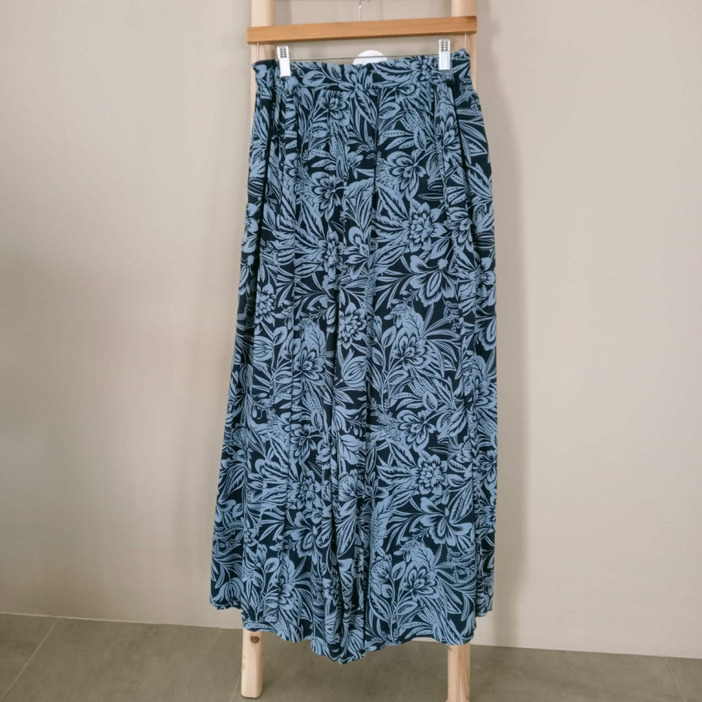 Blue Pattern Wide Leg Pants - Peach
