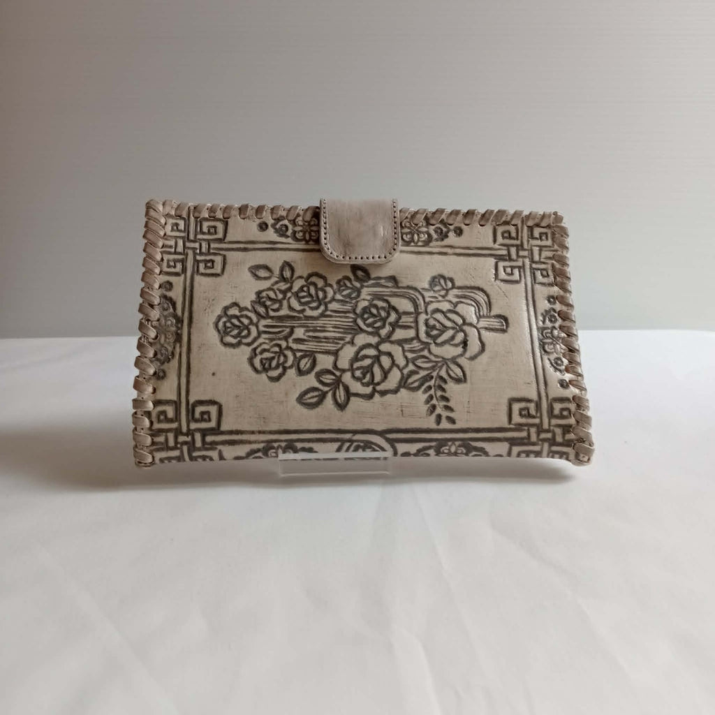 White Embossed Leather Wallet - House Of Skye