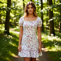 Frill Hem Square Neck Mini Dress - Beginning Boutique