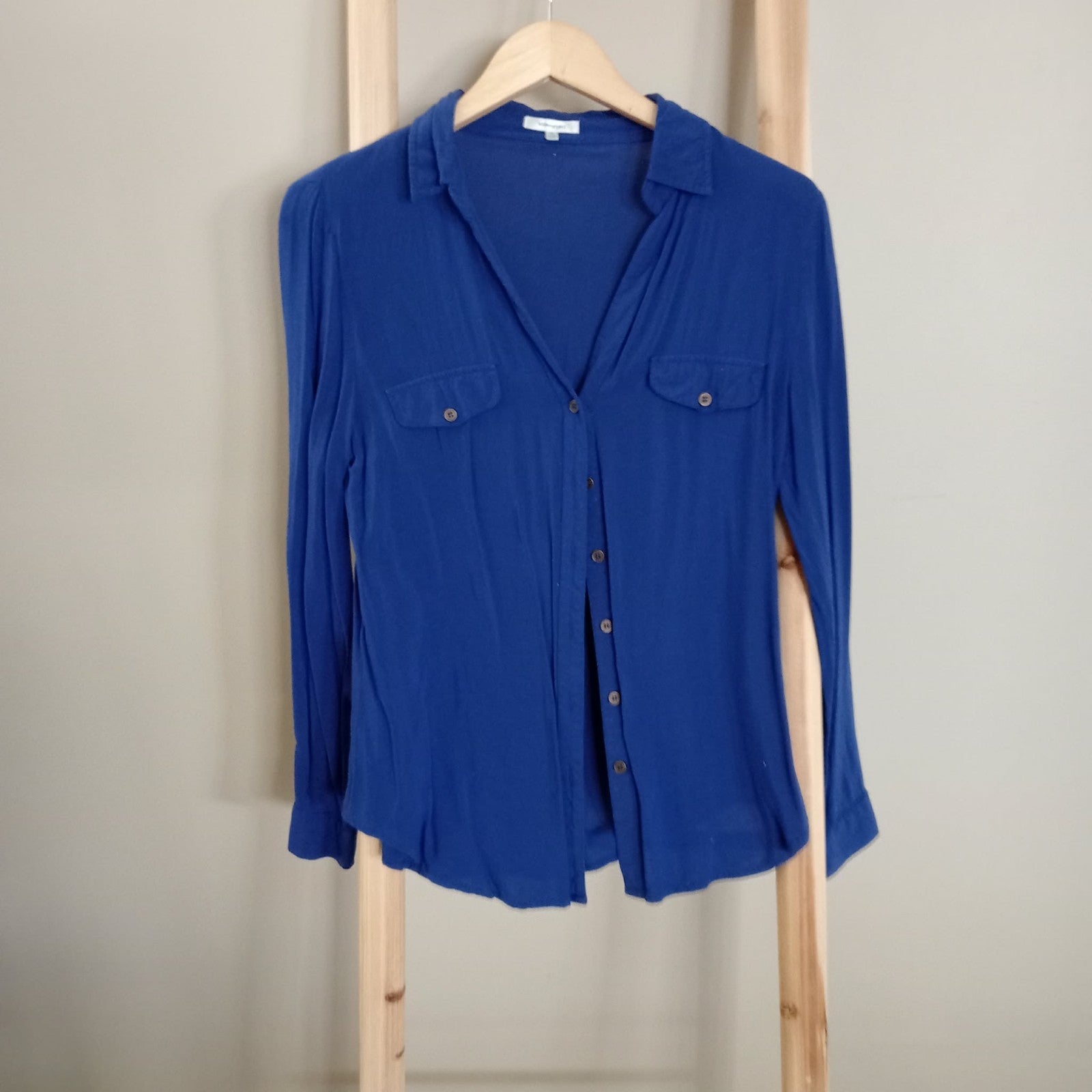 Blue Button Front Shirt - Valleygirl