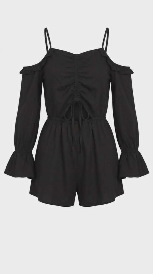 Black Cold Shoulder Playsuit - Boohoo