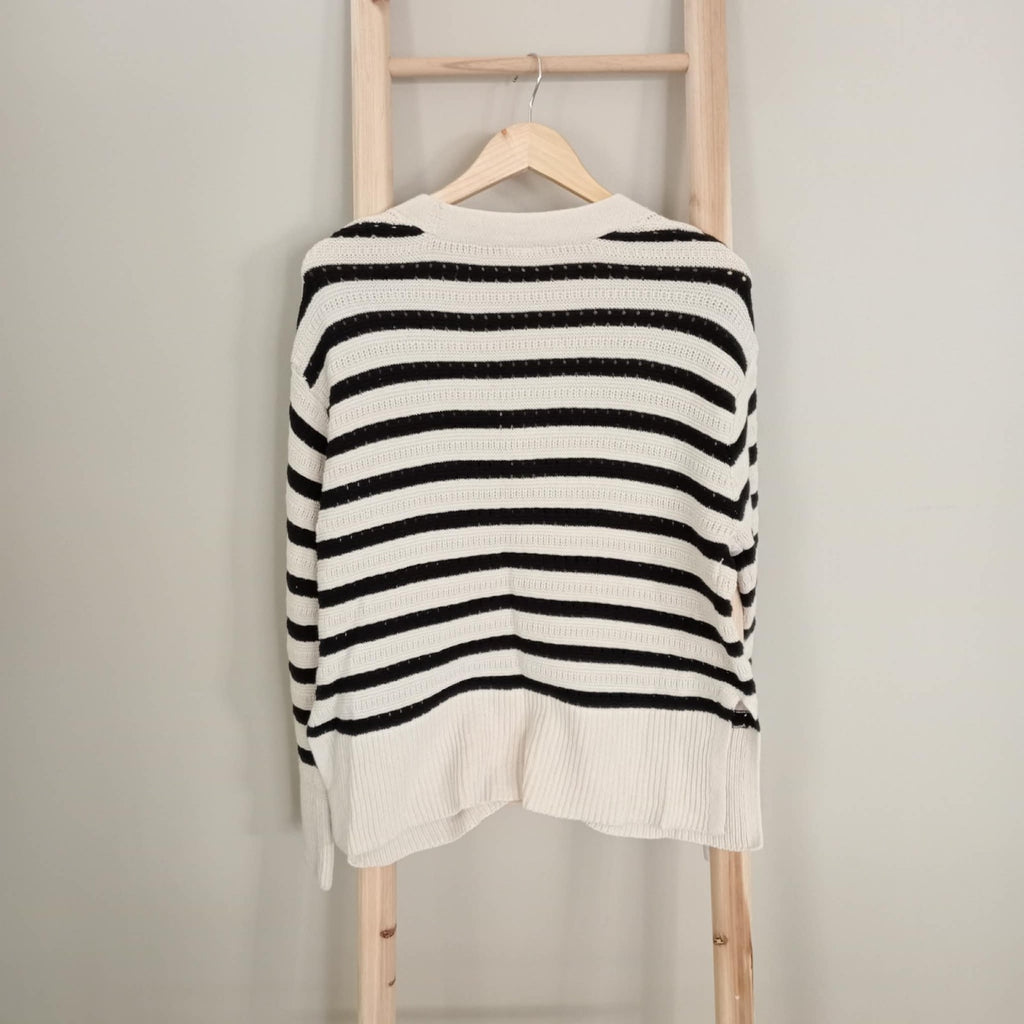 Cream & Black Relax Fit Cardigan - Anko