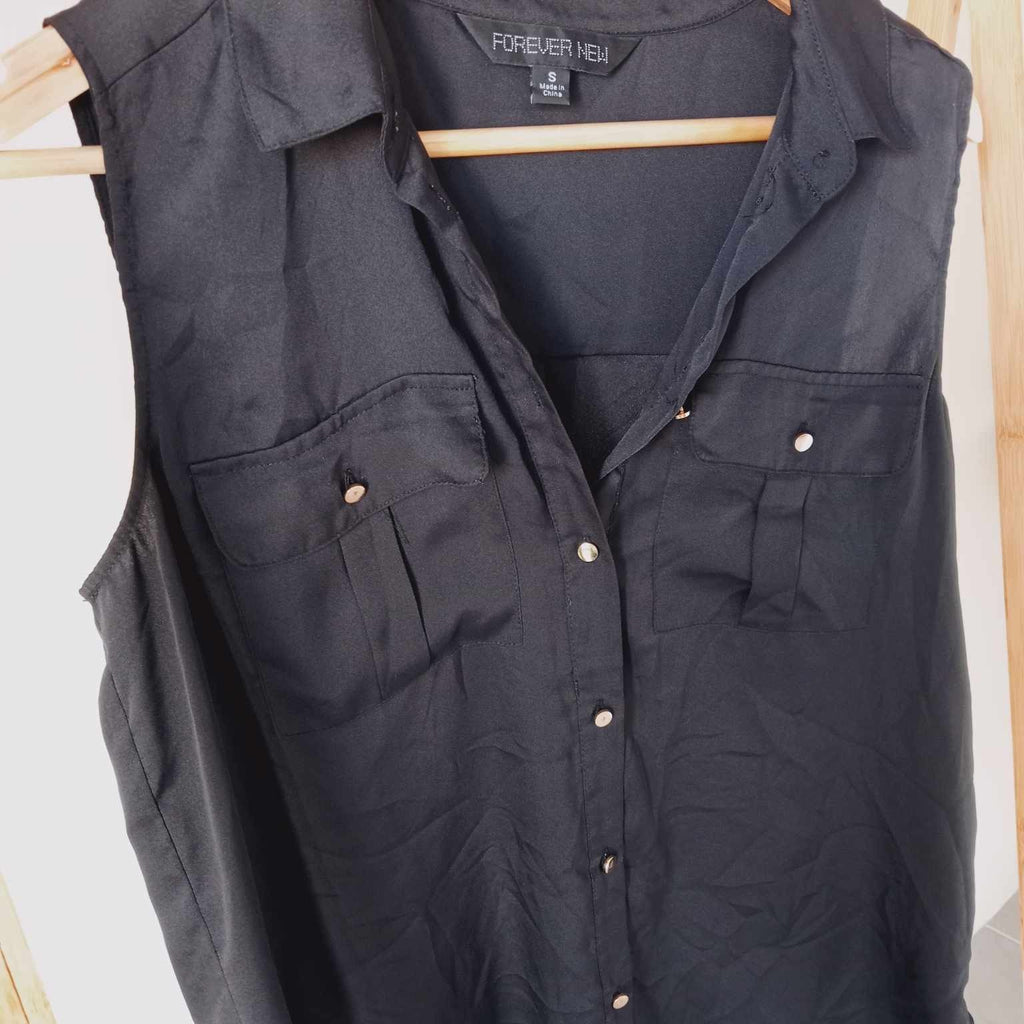 Black Sleeveless Blouse - Forever New