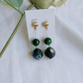 Green & Navy Drop Earrings
