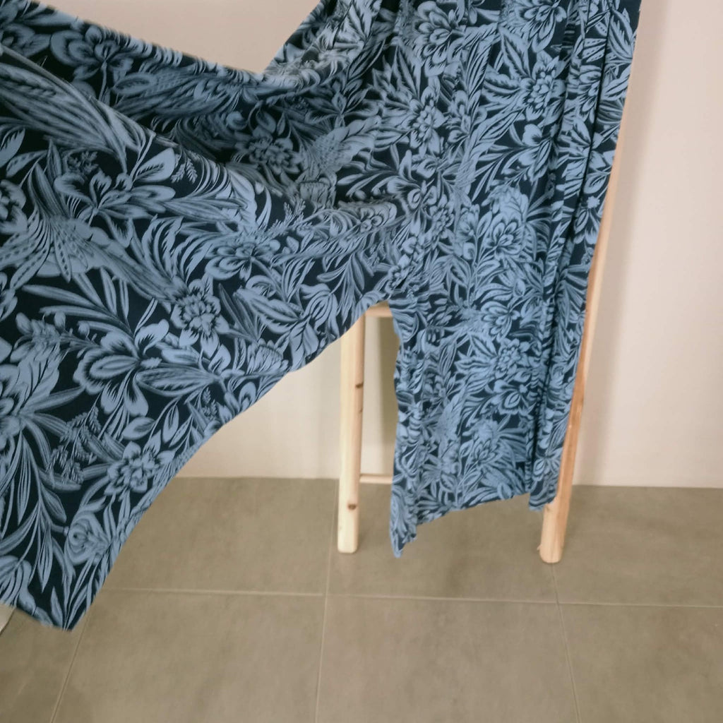 Blue Pattern Wide Leg Pants - Peach