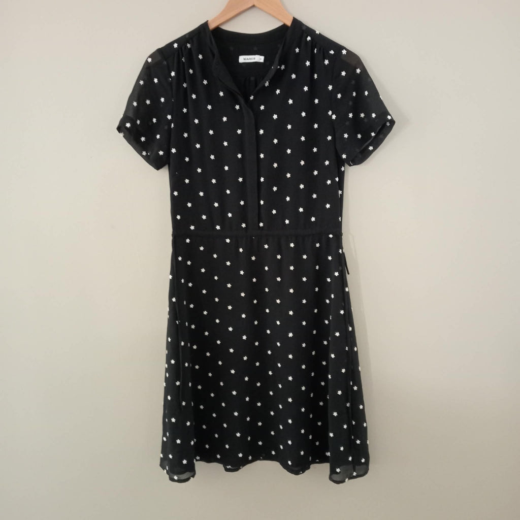 Black White Daisy Embroidered Dress - Marcs