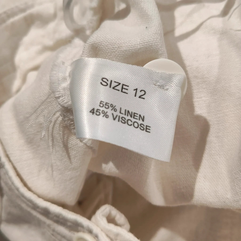 3/4 White Linen Pants - Papaya