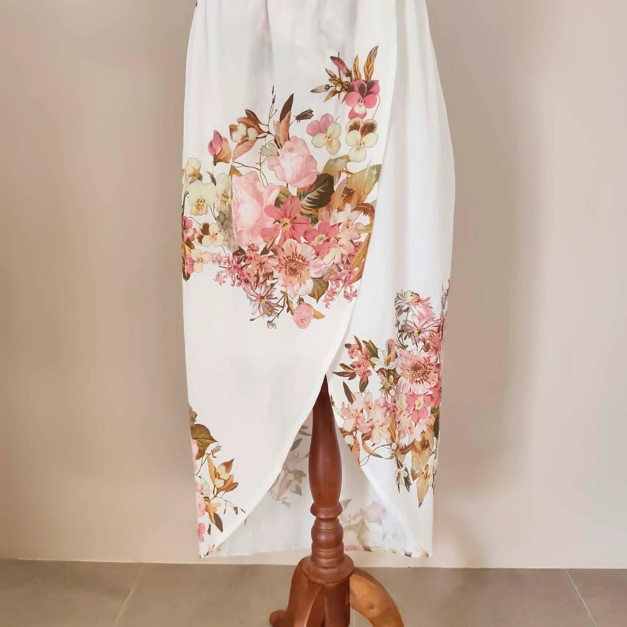 White Floral Strapless midi dress - Showpo