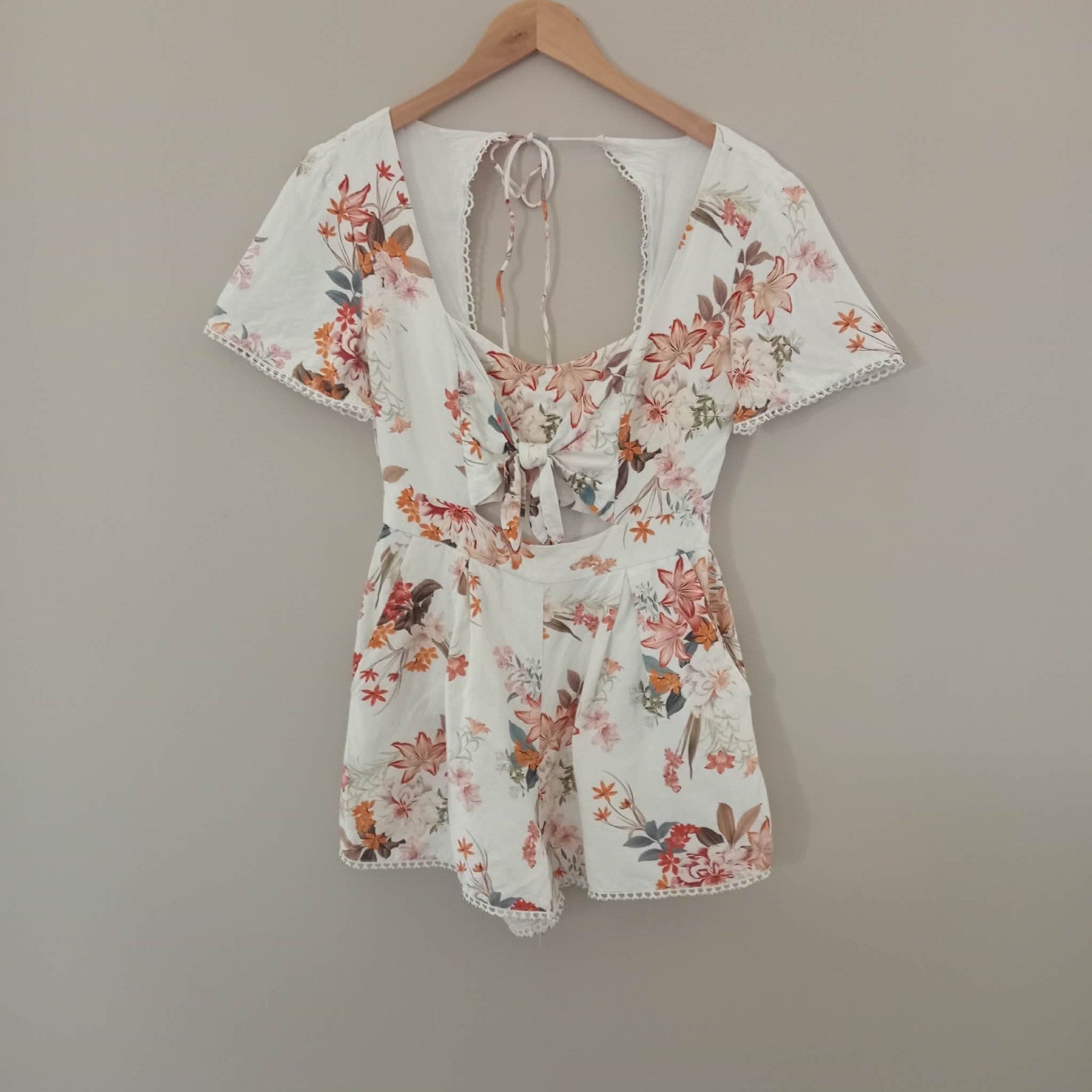 Floral Playsuit With Cut Out - Forever New