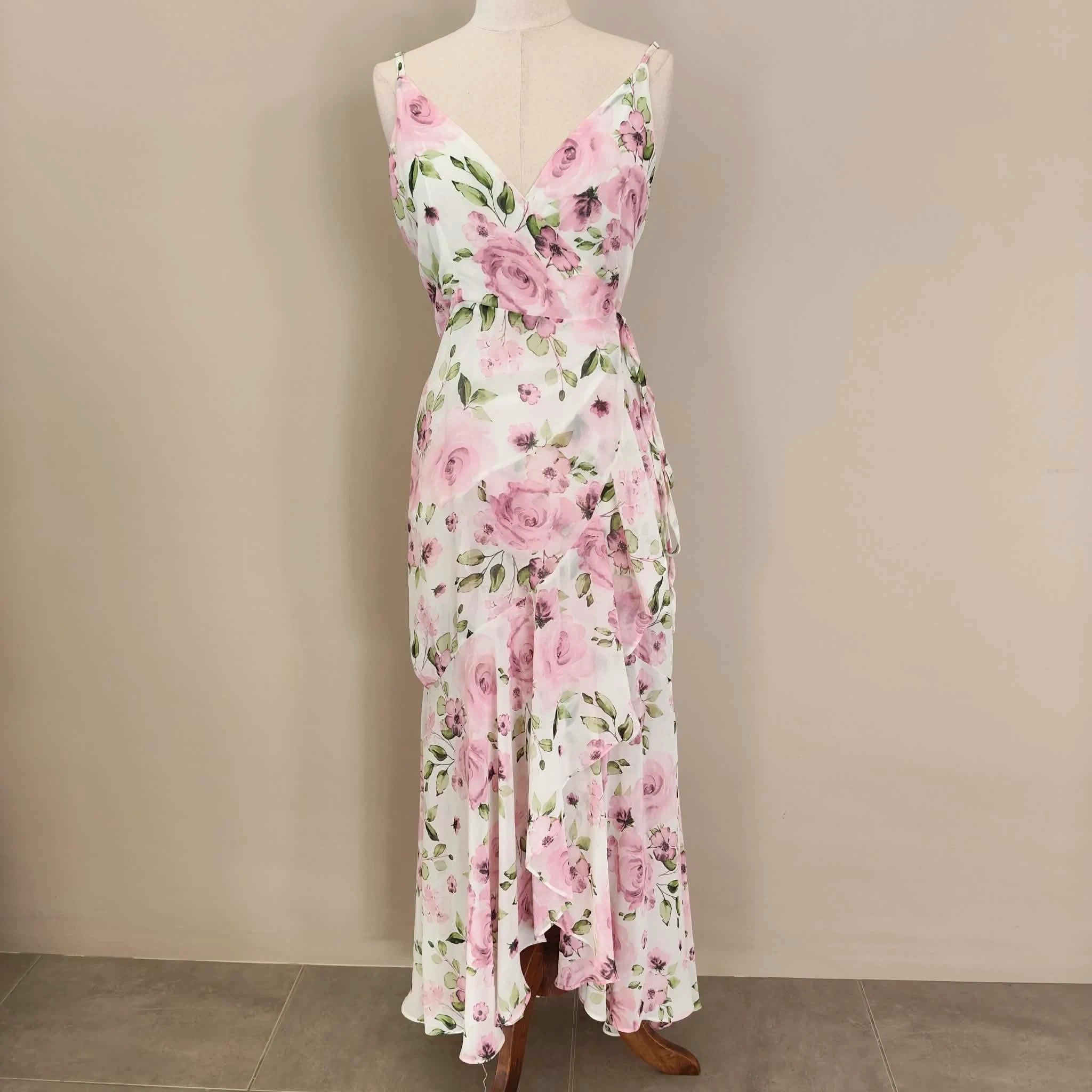 White Floral Wrap Dress - White Closet